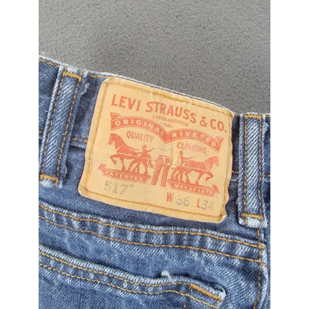 Levis 517 Jeans Mens 36x34 Blue Denim Bootcut Zip Fly Medium Wash PC9 00517-0216